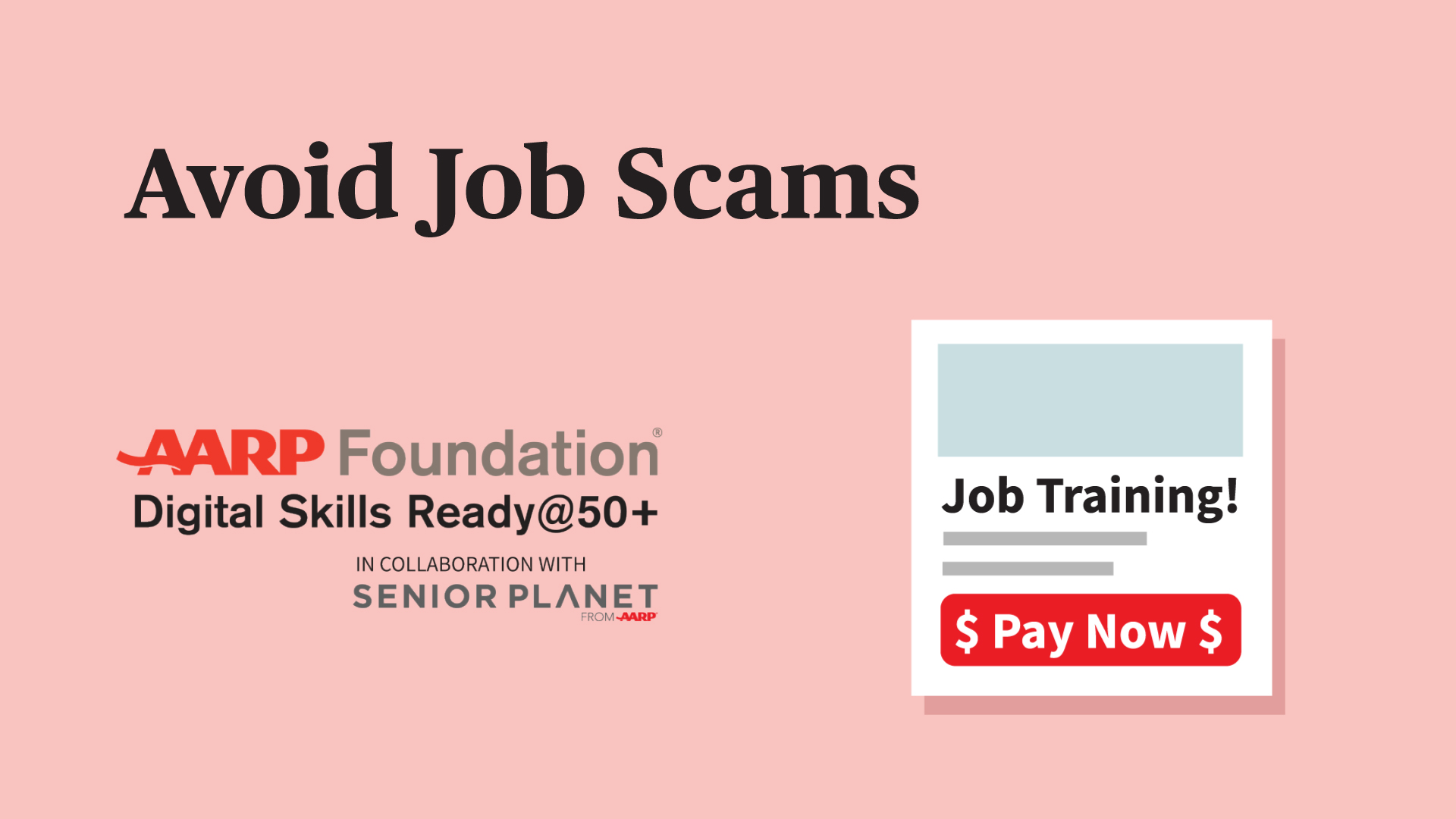 Illustration that reads Avoid Job Scams