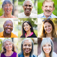 Photo collage of smiling older adults 